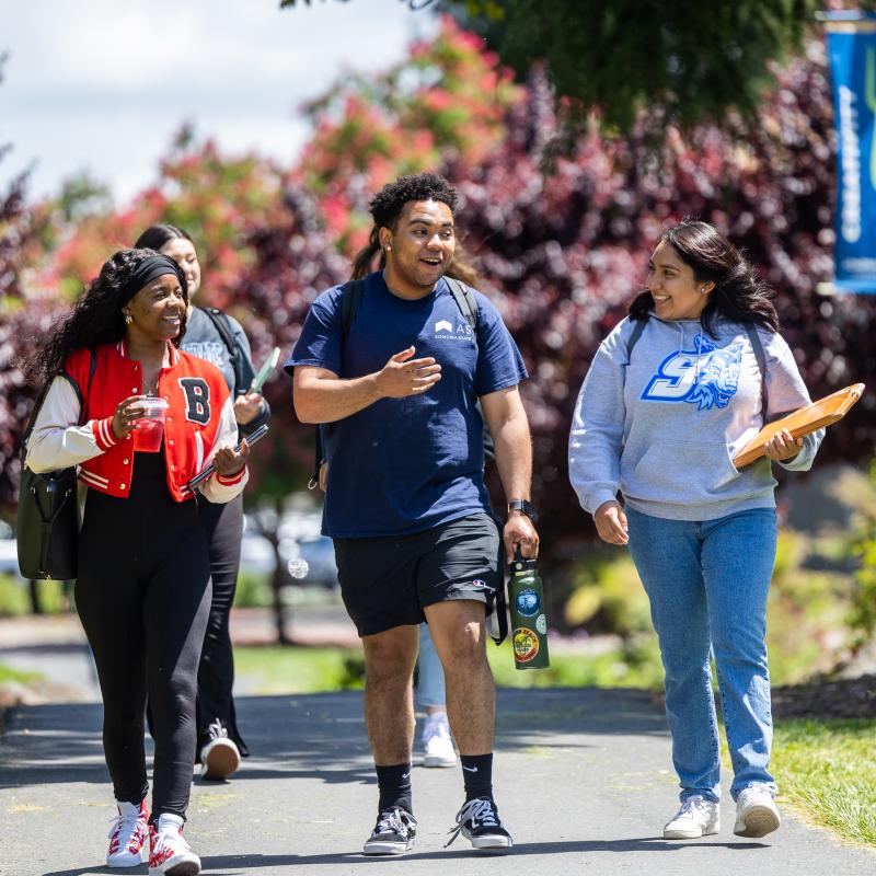 Students walking and talking