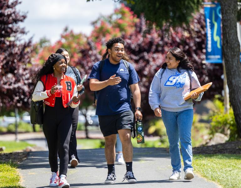 Students walking and talking