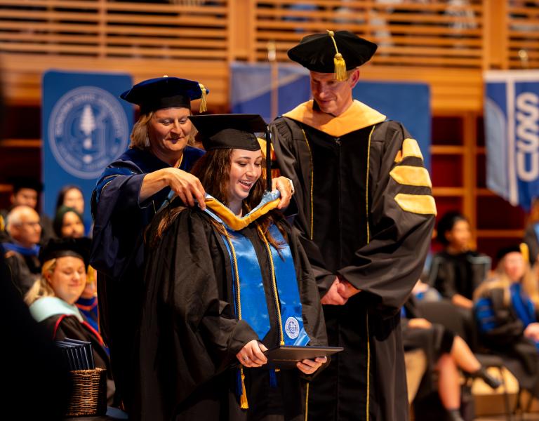 Masters candidate receiving hood